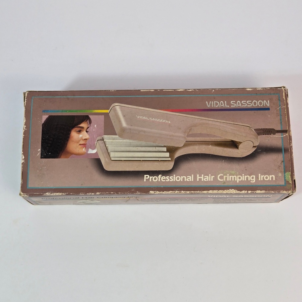 Vidal Sassoon Professional Hair Crimping Iron VS-142 Vintage 80s Taupe with Box